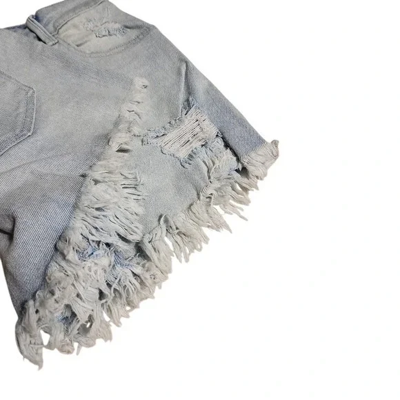 Rewash Super High Rise Distressed Denim Shorts Light Wash Size 3 / 26 Cut offs - Picture 7 of 8